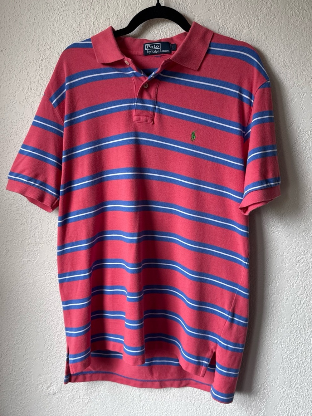 Ralph Lauren Pink Polo with Blue & White Stripes